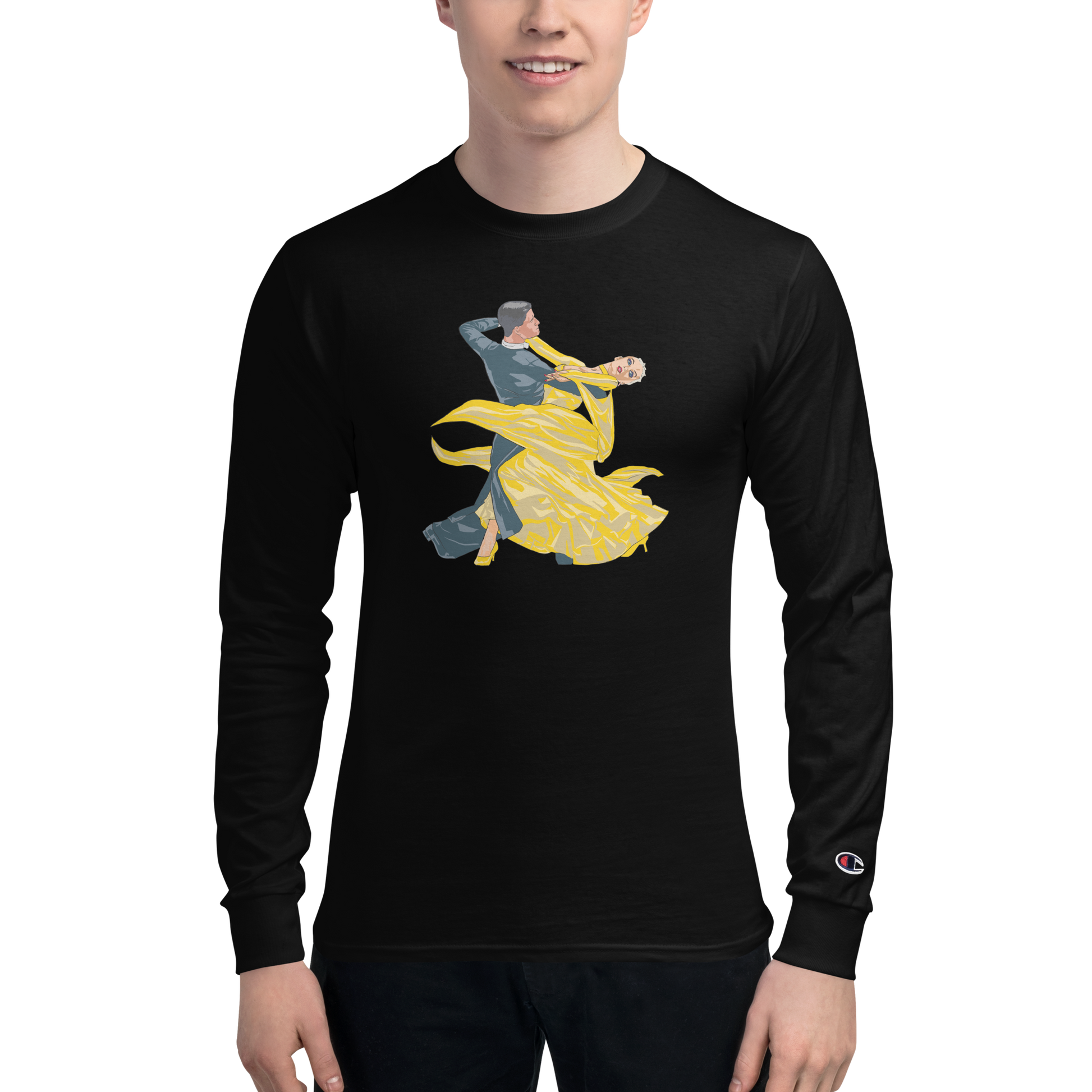 Yellow Contracheck - Men's Champion Long Sleeve Shirt