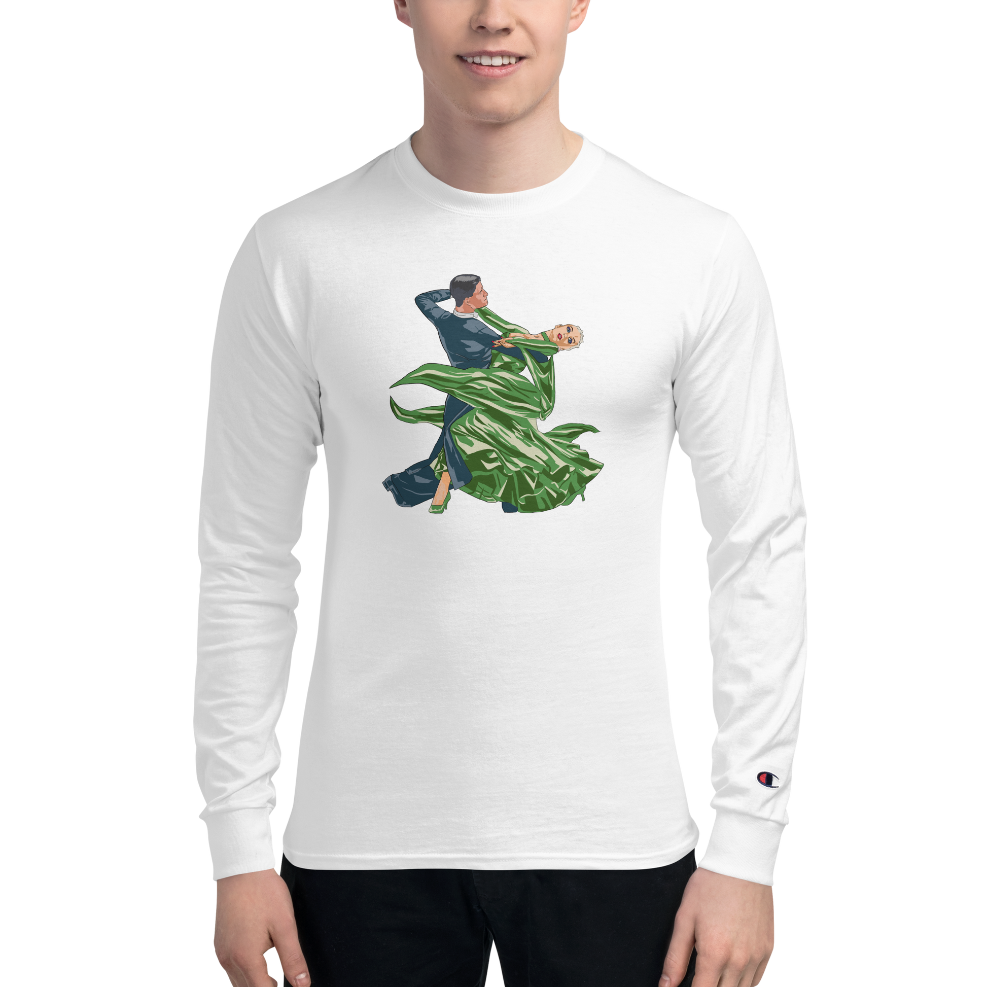 Green Contracheck - Men's Champion Long Sleeve Shirt