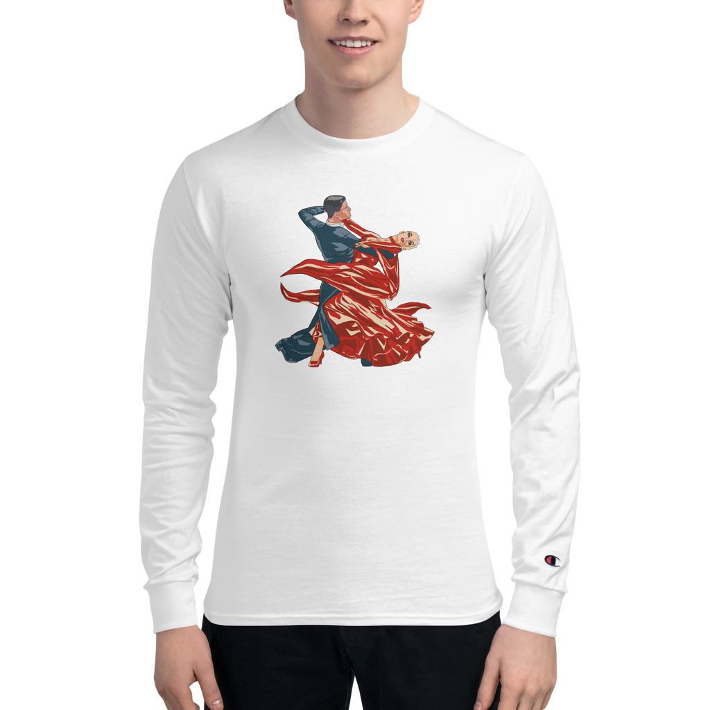 Red Contracheck - Men's Champion Long Sleeve Shirt