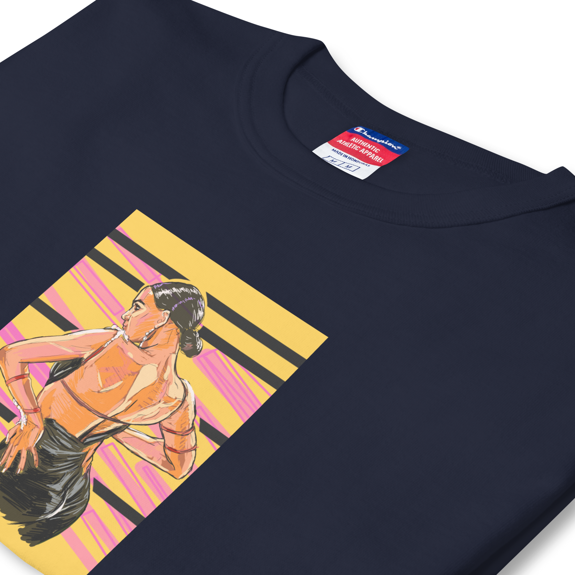 Lady Latin Yellow Background -Men's Champion T-Shirt