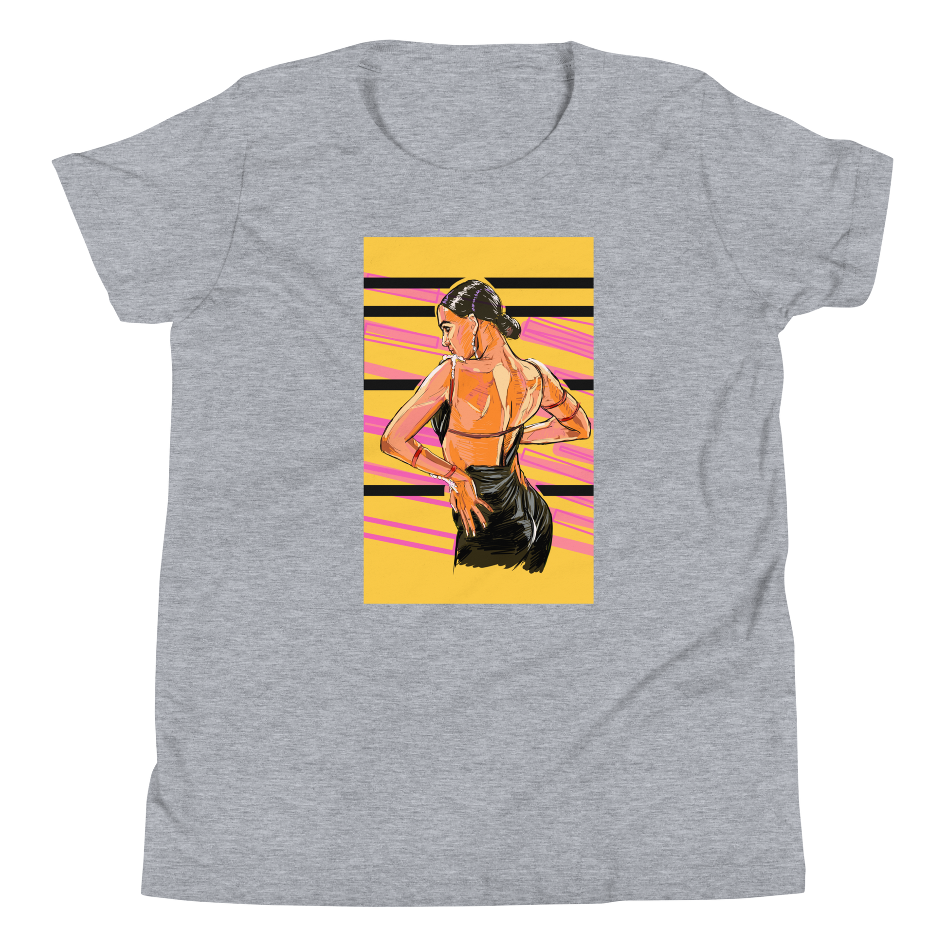 Lady Latin Yellow Background - Youth Short Sleeve T-Shirt