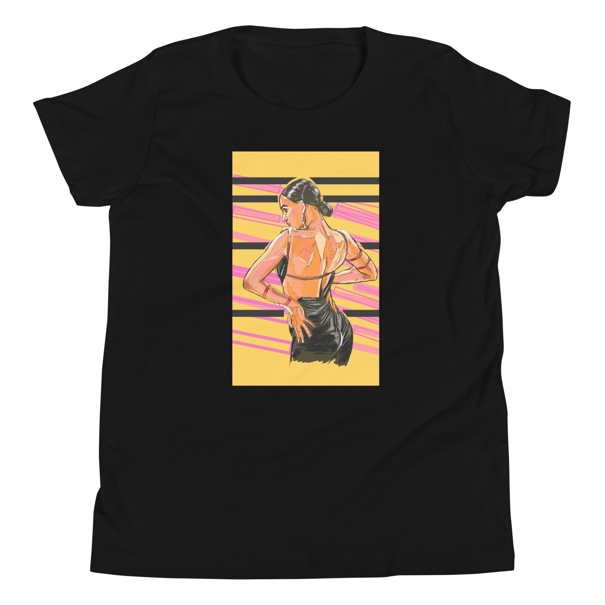 Lady Latin Yellow Background - Youth Short Sleeve T-Shirt