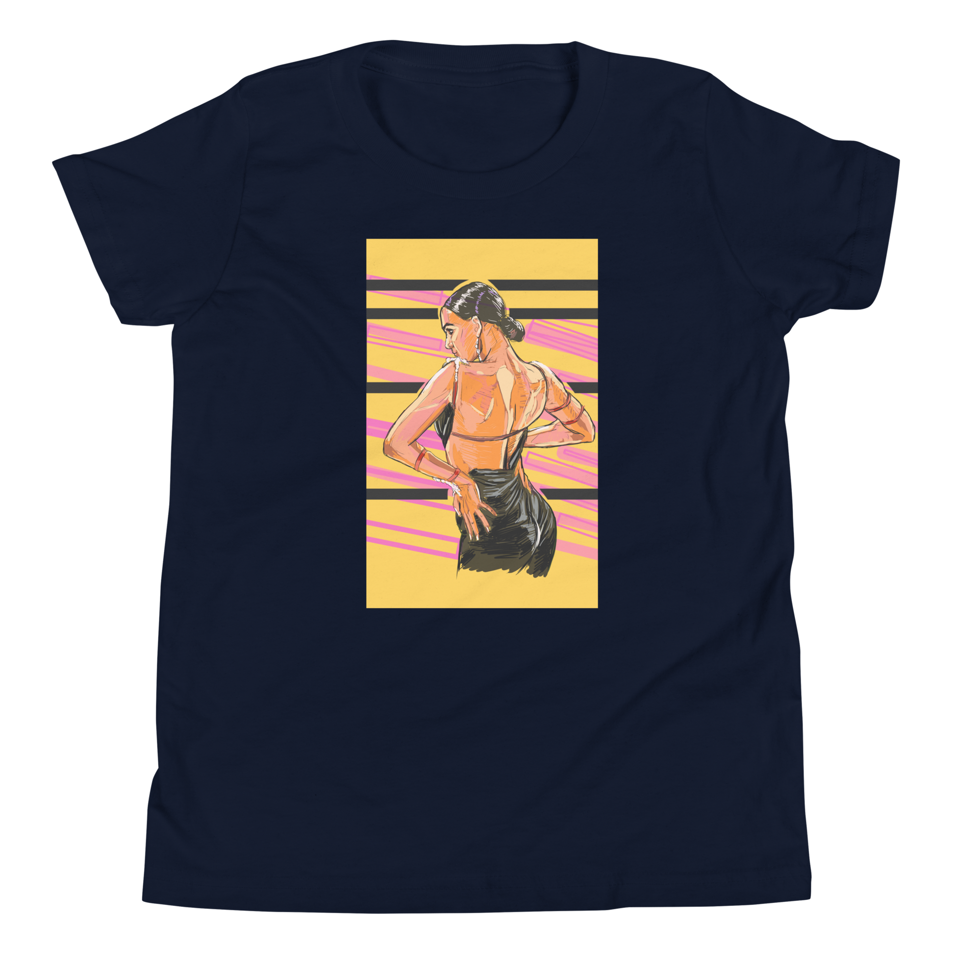Lady Latin Yellow Background - Youth Short Sleeve T-Shirt