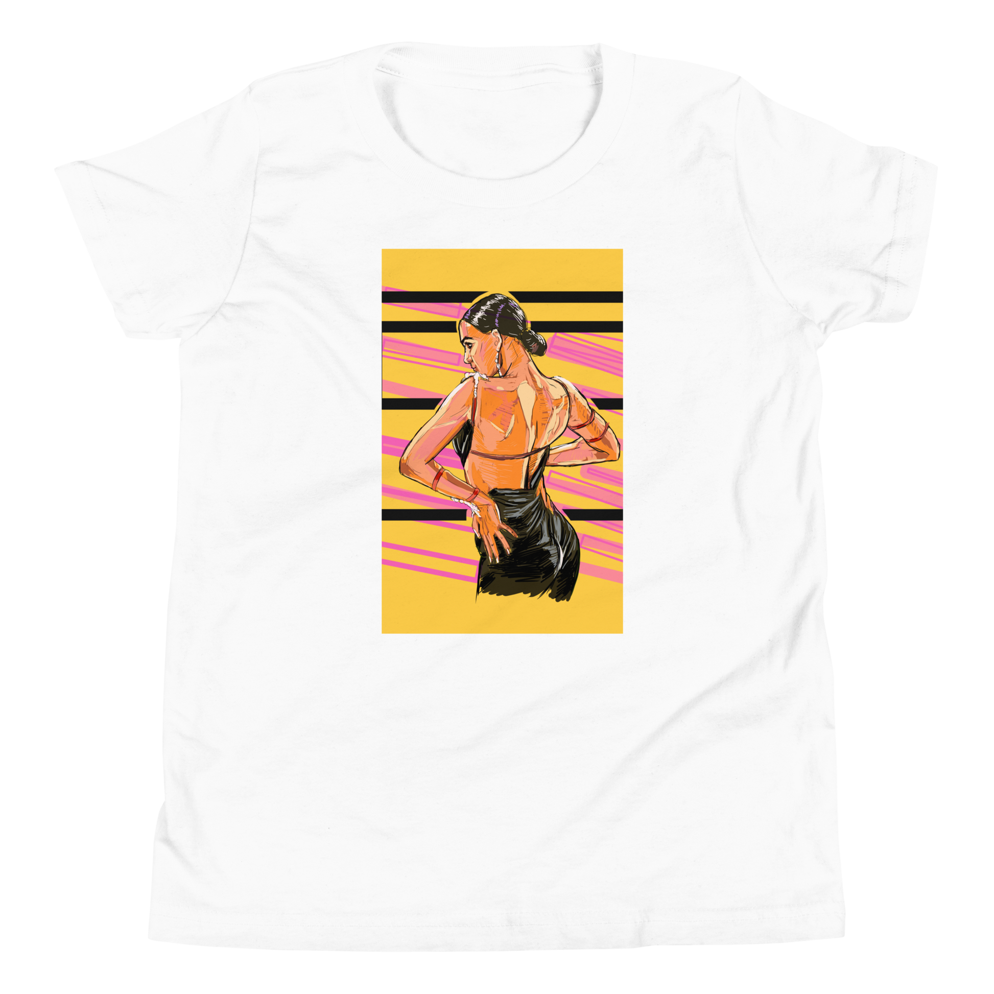 Lady Latin Yellow Background - Youth Short Sleeve T-Shirt